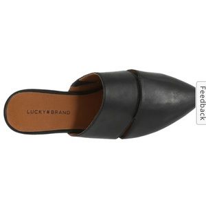Lucky Brand Black Leather Mule Slides. Size 6.5.